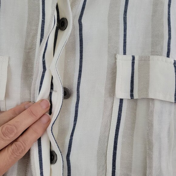 Rails Coco Stripe Linen Utility Military Jacket Womens Sz S Minimalist Layering - Picture 7 of 16
